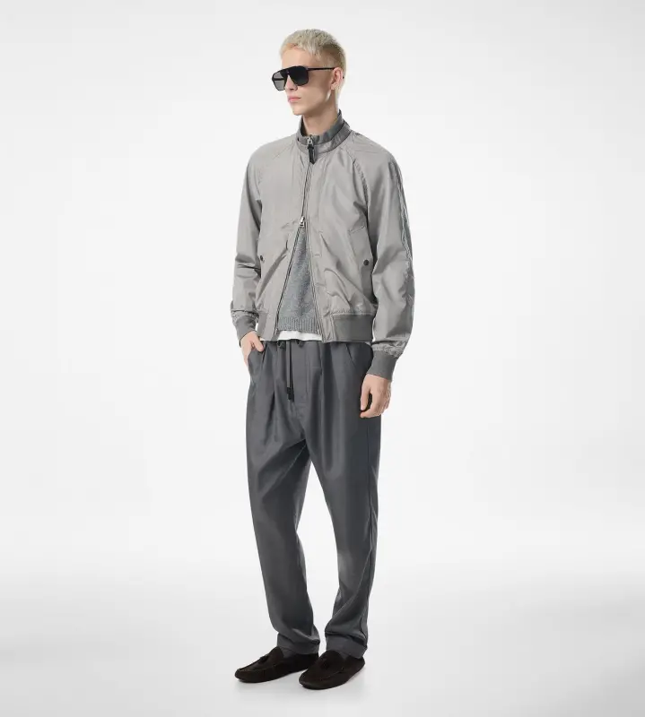 TAFFETA KNIT COLLAR BOMBER SILVER online